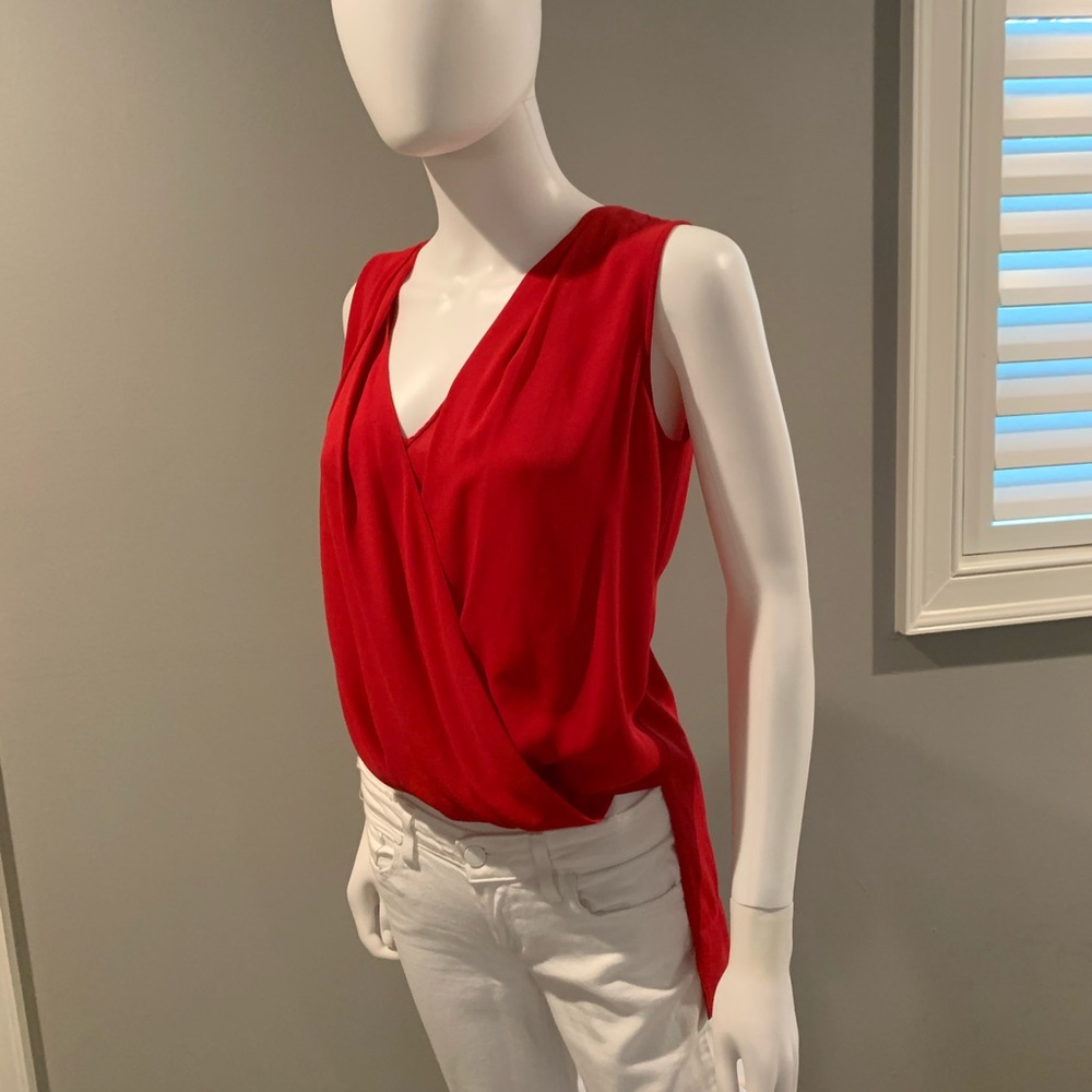 BCBG MaxAzria Red Silk Blouse